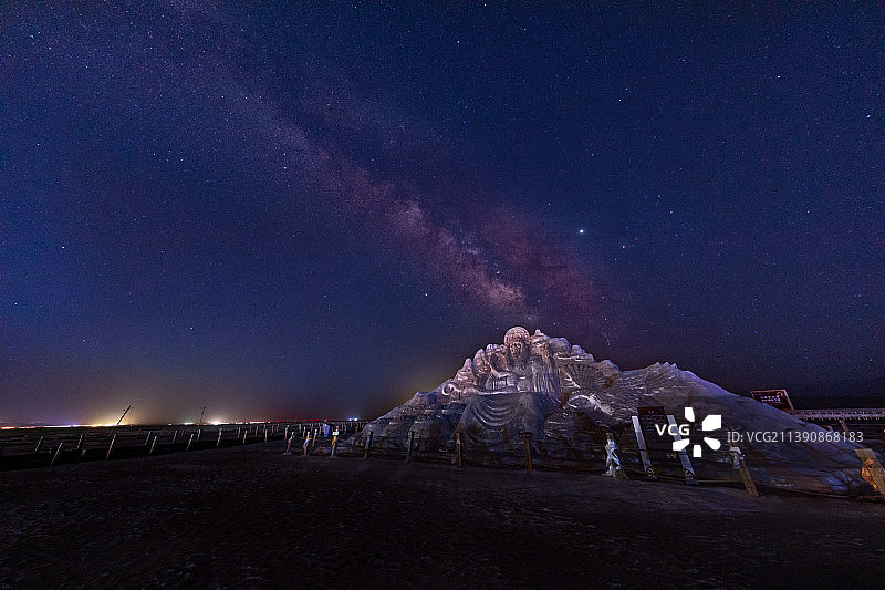 茶卡盐湖星空图片素材