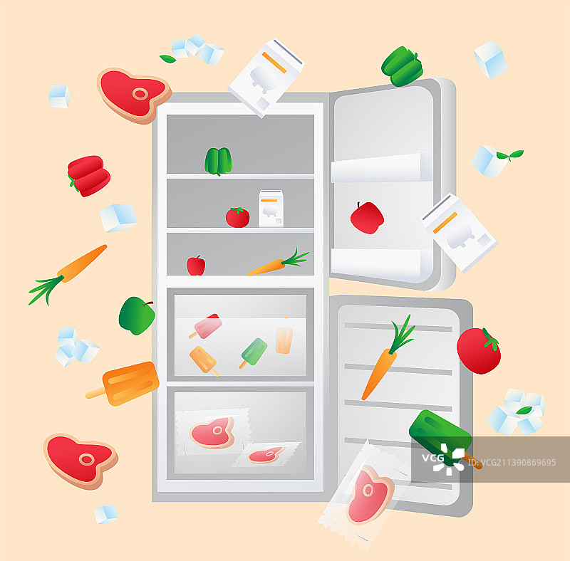 盛满食物的冰箱图片素材