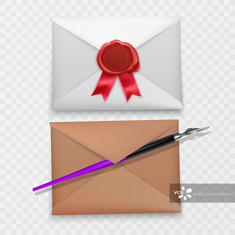 旧式压花圆形皇家信封蜡封印章图片素材