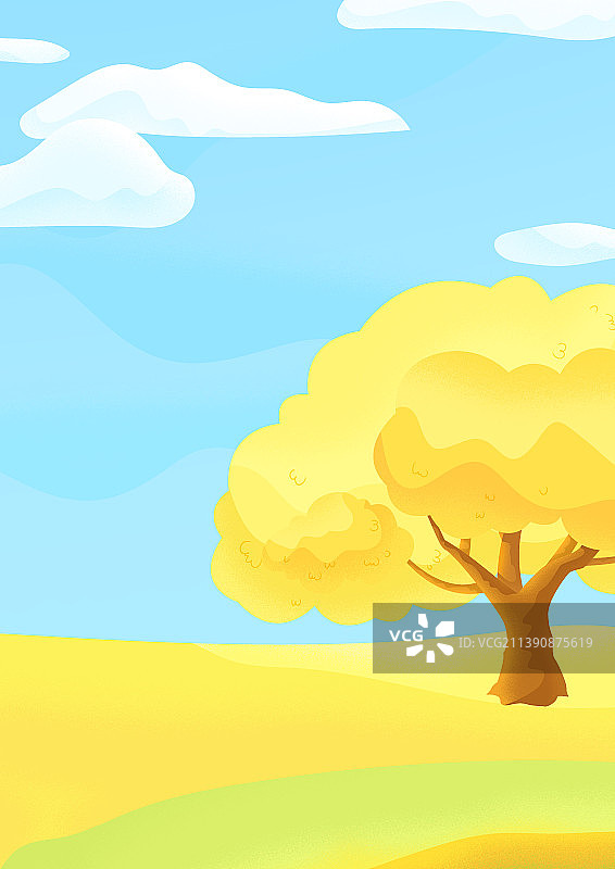 秋天树噪点插画背景图片素材