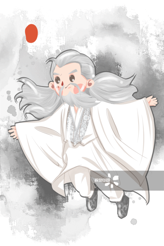 中国风可爱古代男性老年人插画-GIF动图图片素材