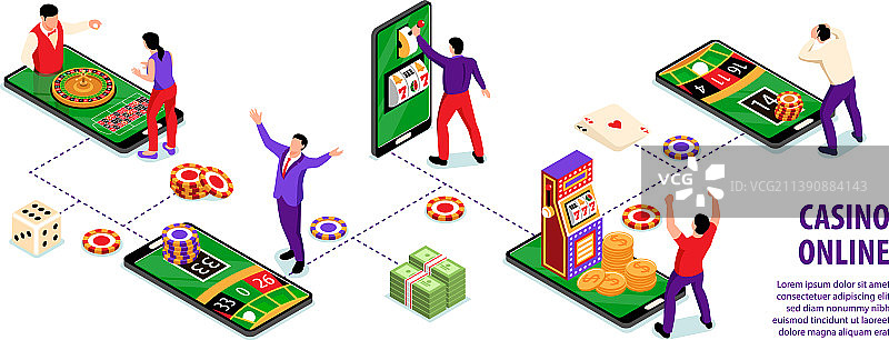 在线赌场2.5D等距信息图图片素材