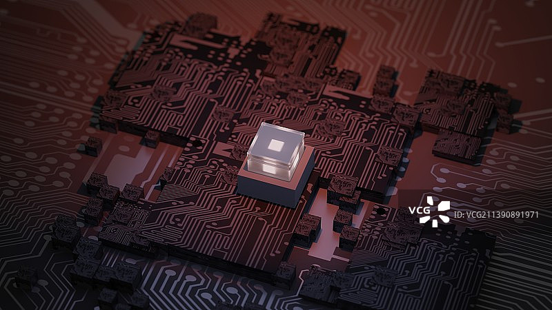 3D渲染电脑电路板芯片背景图片素材
