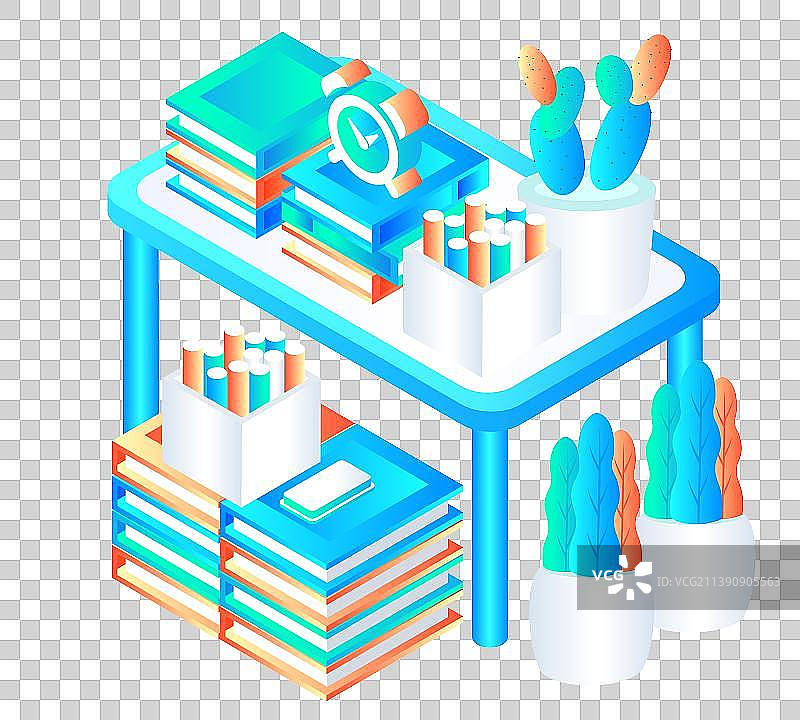 书籍课桌简约炫彩科技风矢量插画素材图片素材