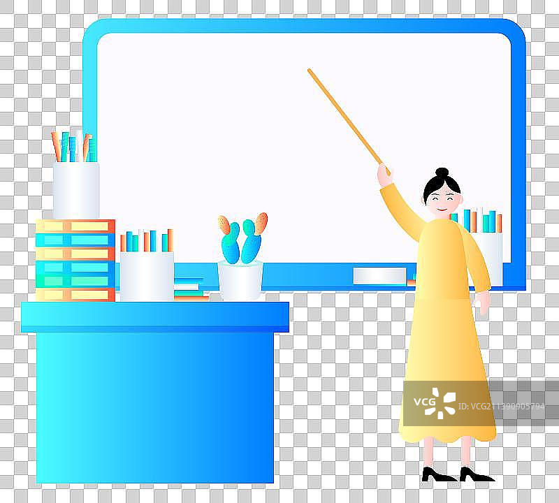 老师讲课开学季渐变矢量插画素材图片素材
