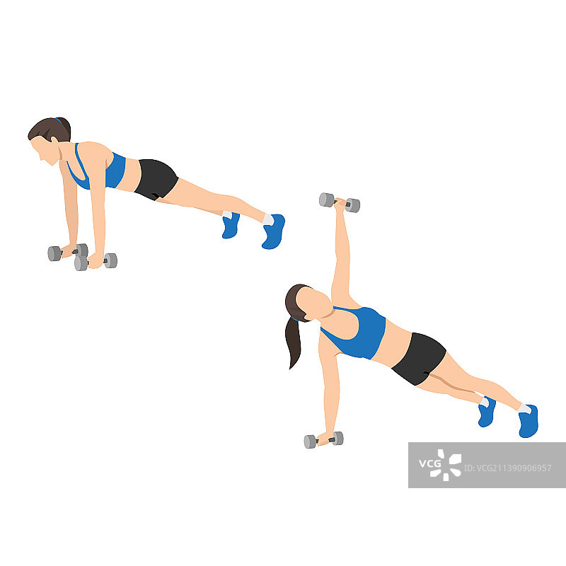 女人做平板旋转运动图片素材