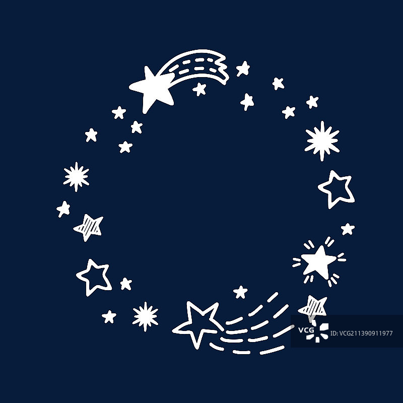 涂鸦彗星和星星手绘边框图片素材