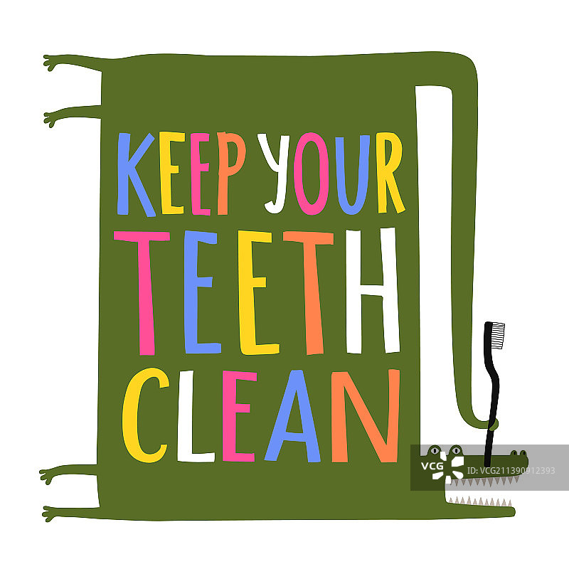鳄鱼牙刷和字母短语图片素材