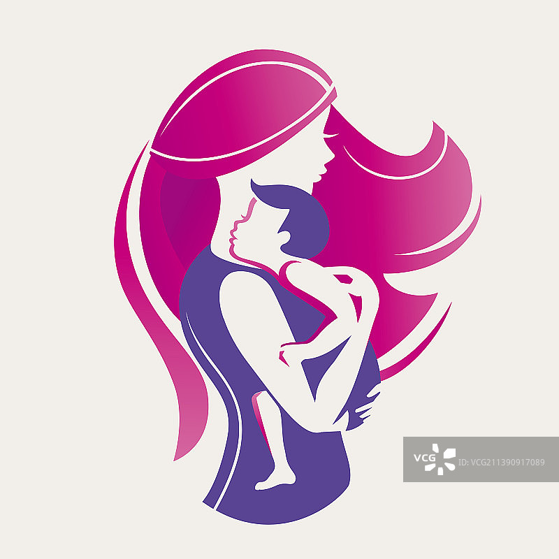 妈妈和孩子程式化标志图片素材