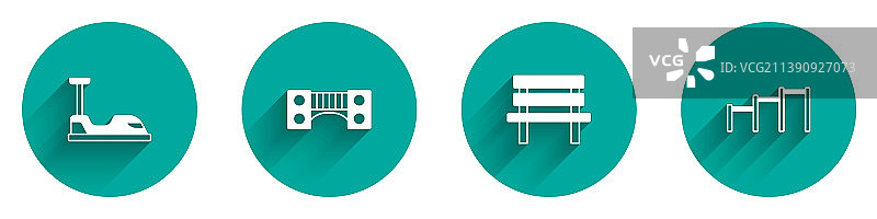 碰碰车、游乐场、儿童桥和长椅图片素材