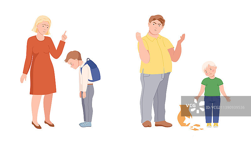 生气的父母责骂孩子图片素材