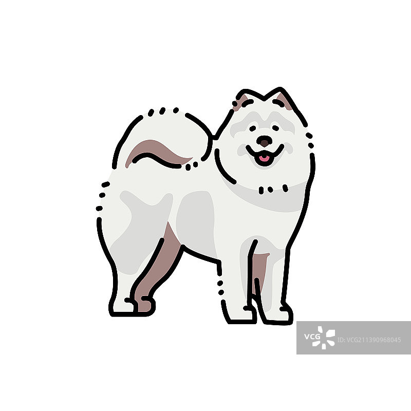 萨摩耶犬彩色线条图标图片素材