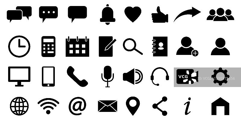 网页扁平消息电话图标集图片素材