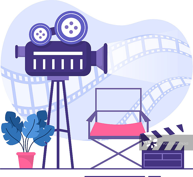 电影首映式或带摄像机的电影院爆米花图片素材