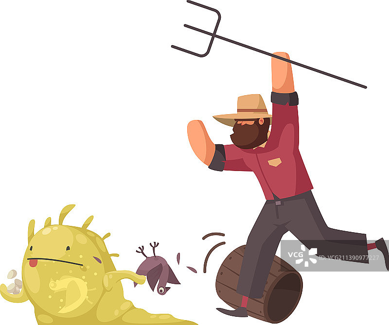 农民追逐外星人图片素材