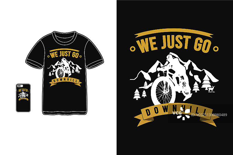 我们一路下滑T恤商品剪影图片素材