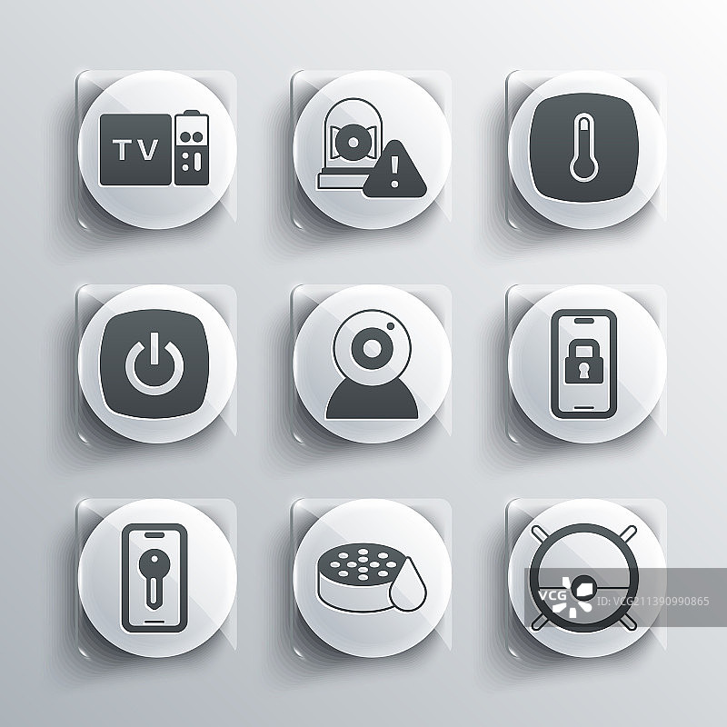 水传感器、扫地机器人和数字设备套装图片素材