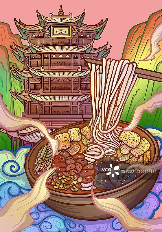 螺蛳粉插画图片素材