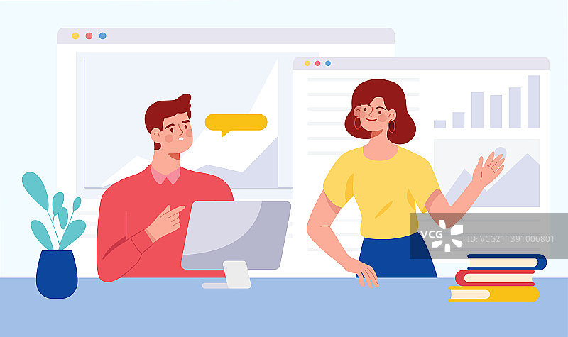 白领商业合作会议矢量分层插画图片素材