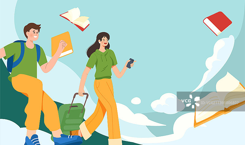 大学生新学期入学矢量分层插画图片素材