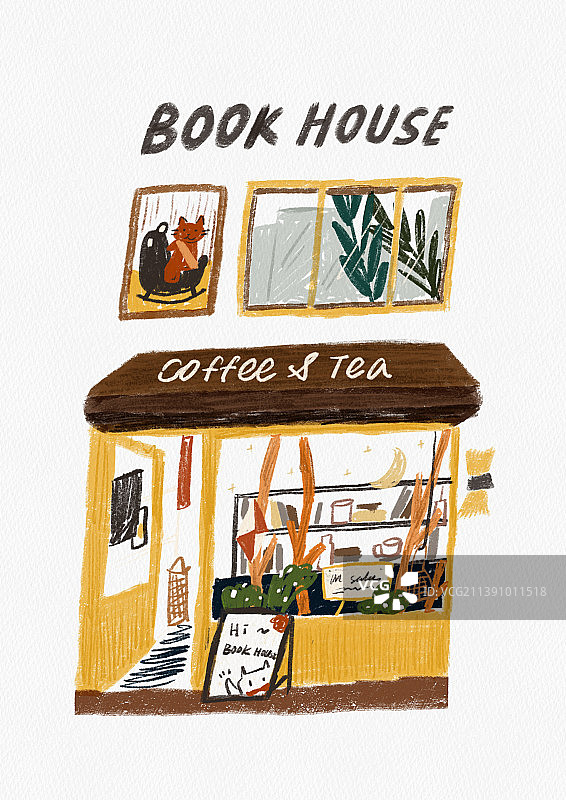 在白色背景下一家店铺插画图片素材