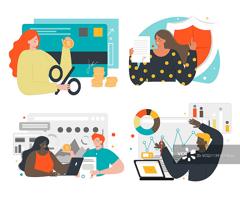 银行经理、员工和顾客卡通图片素材