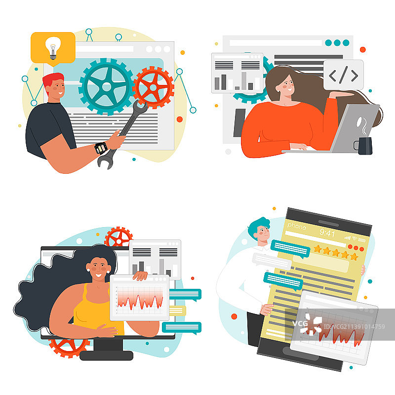 网站开发场景集（隔离）图片素材