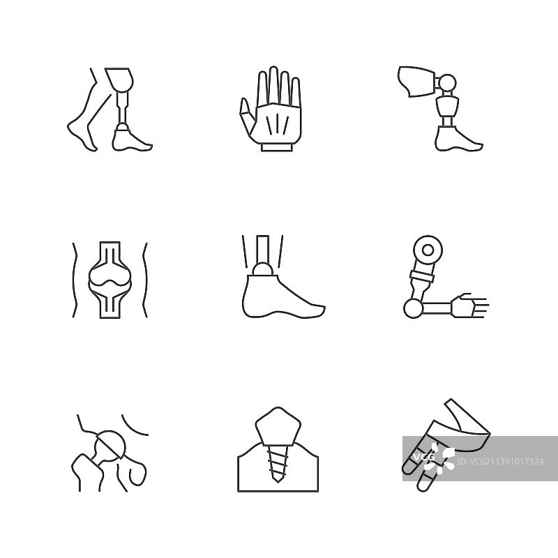 一组线条假肢图标图片素材