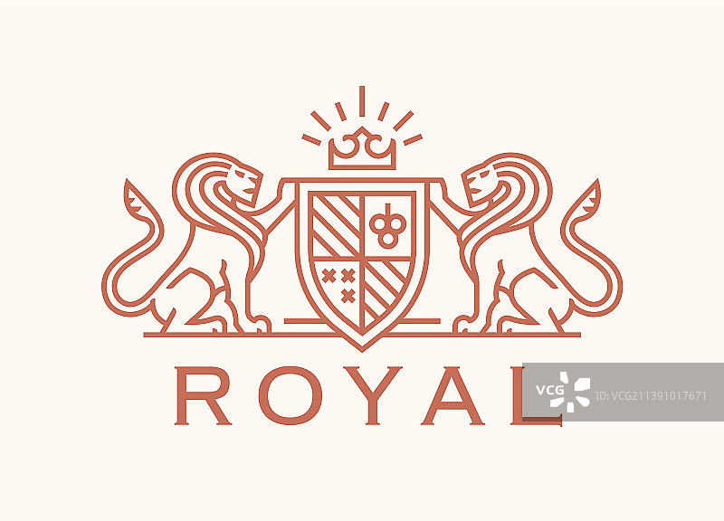 皇家狮子盾牌标志线条图标图片素材