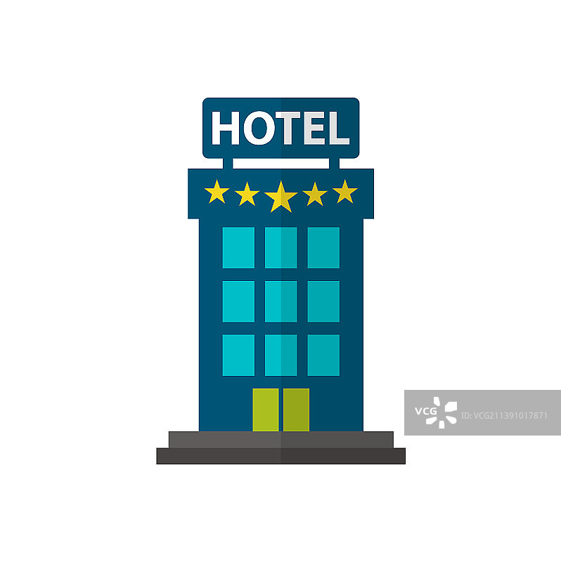 白色背景上的五星酒店扁平图标图片素材
