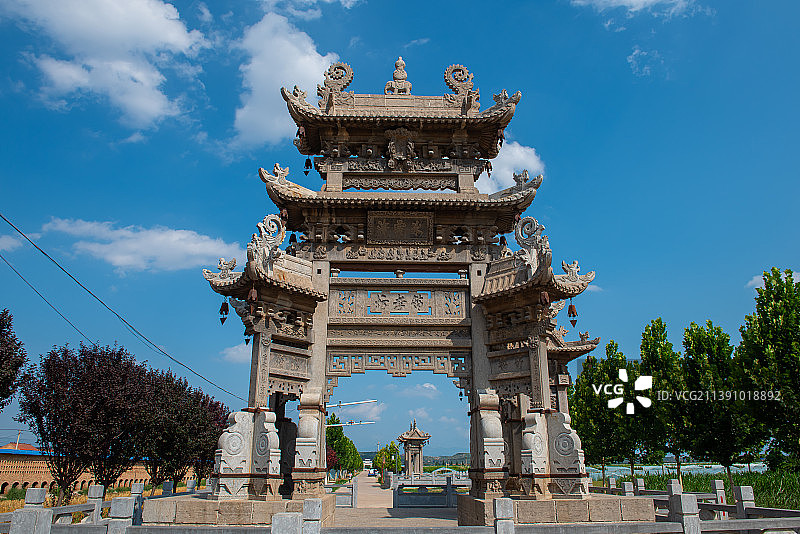 闻喜石牌坊及碑亭建筑风光图片素材