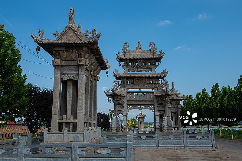 闻喜石牌坊及碑亭建筑风光图片素材