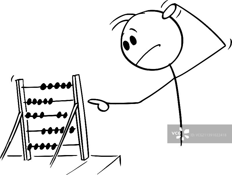 用算盘计算的卡通火柴人图片素材