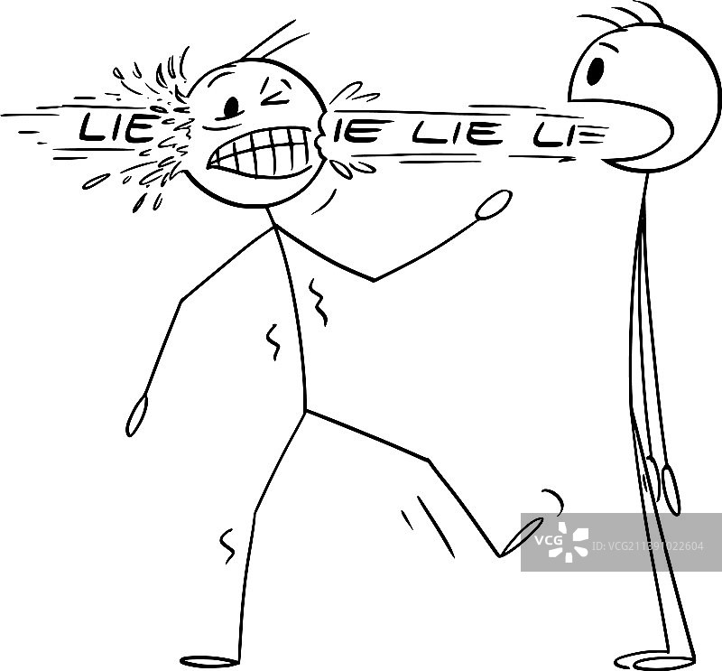 说谎伤害他人的卡通简笔画图片素材