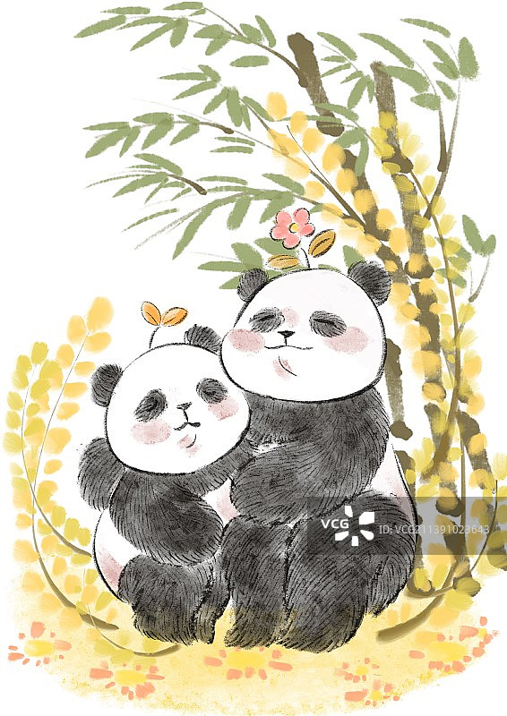 熊猫贴贴图片素材