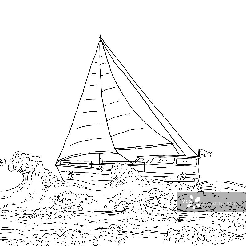 海浪上的帆船游艇现代船只图片素材