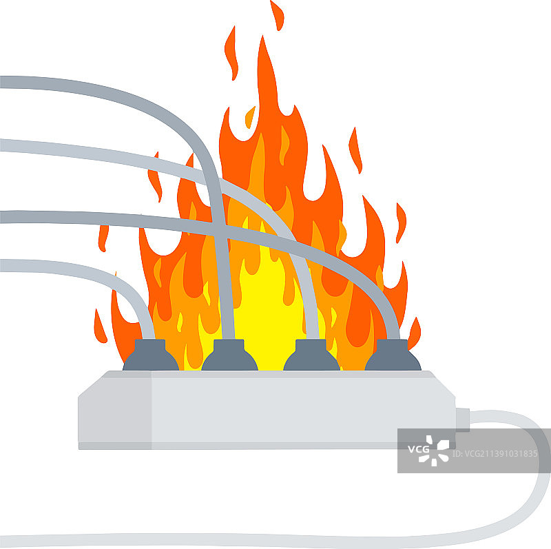 带火焰的损坏的电线插座图片素材