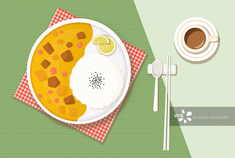 美味可口的咖喱米饭矢量素材海报图片素材