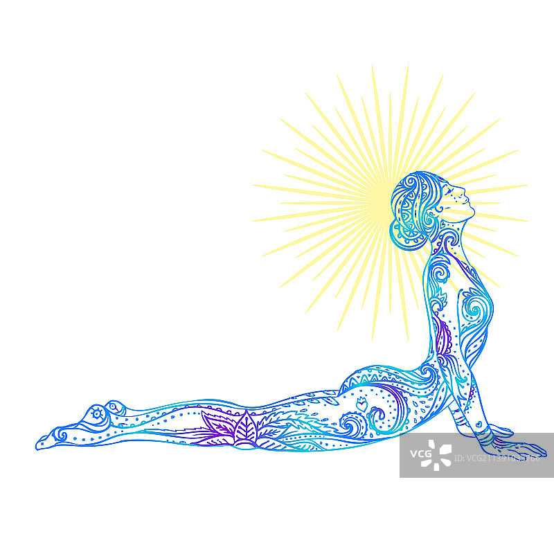 年轻漂亮的女孩做瑜伽复古装饰图片素材