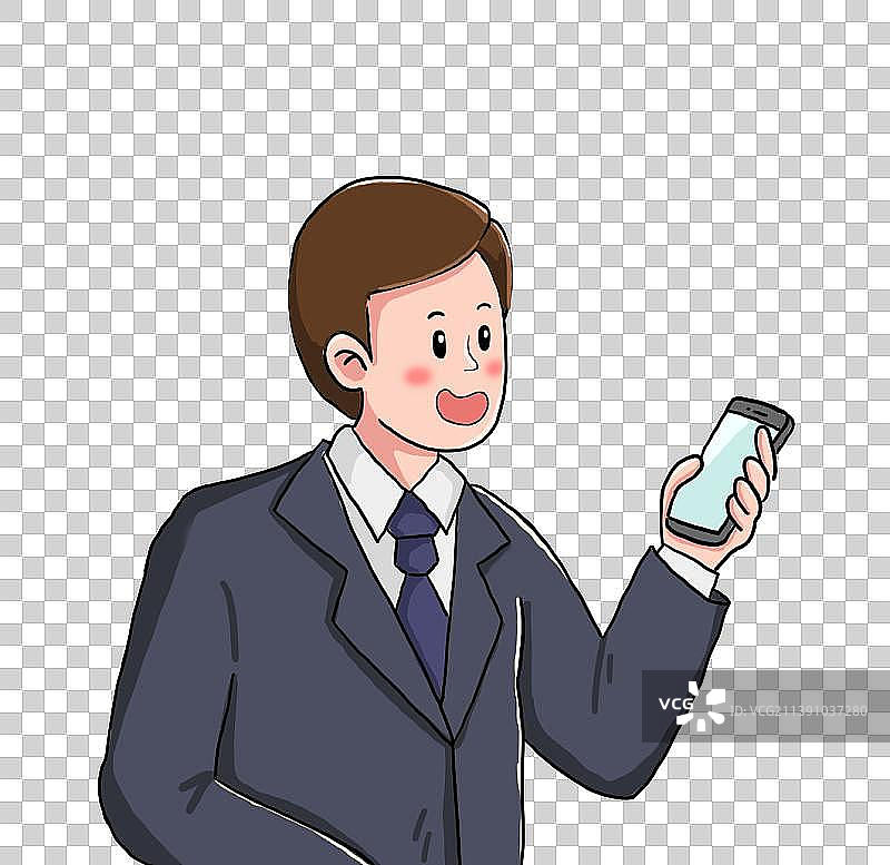 业务人员打电话手绘卡通漫画图片素材