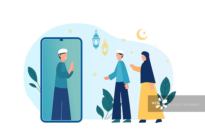 穆斯林视频通话图片素材