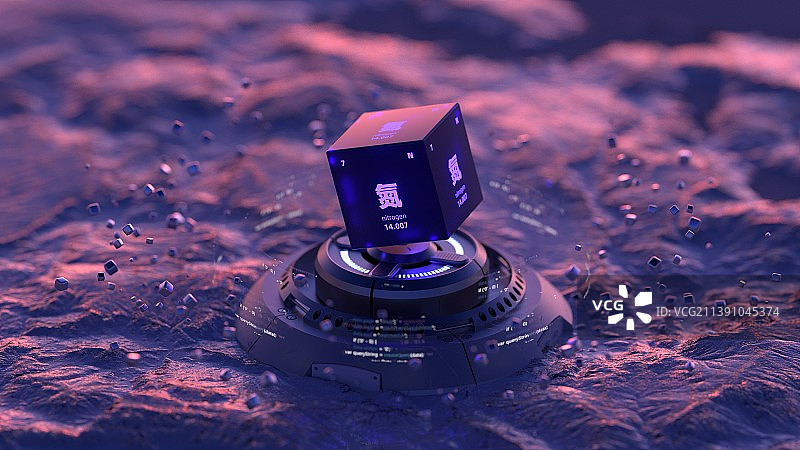 3D渲染氮元素方块图片素材