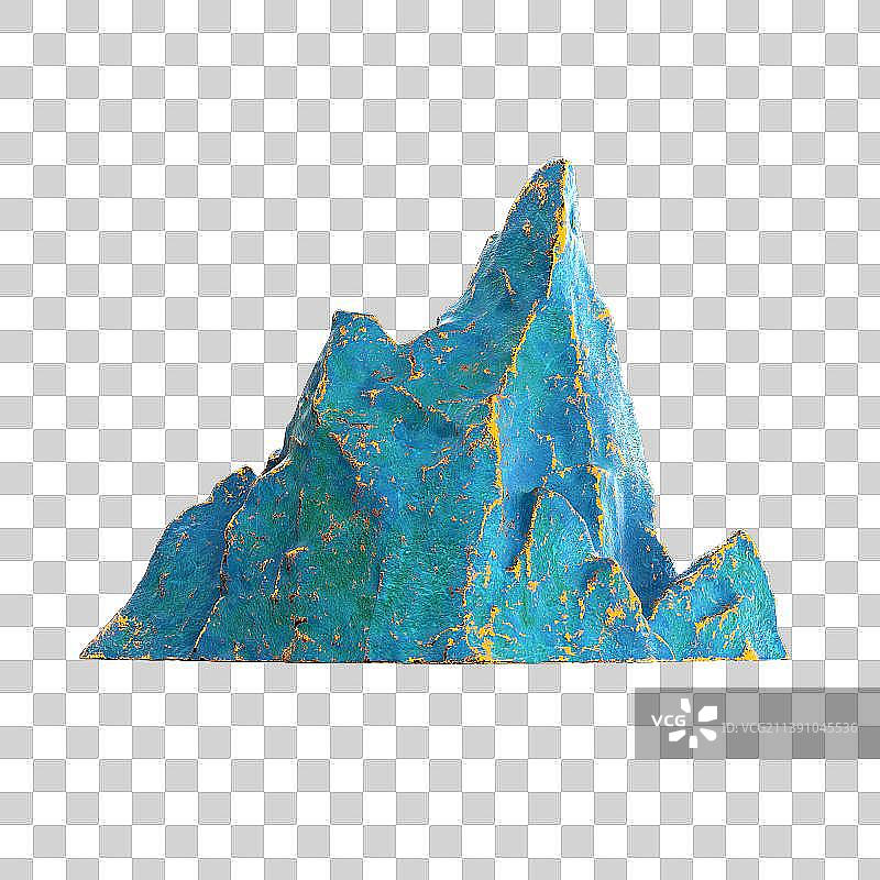 3D渲染青绿色山峰元素图片素材