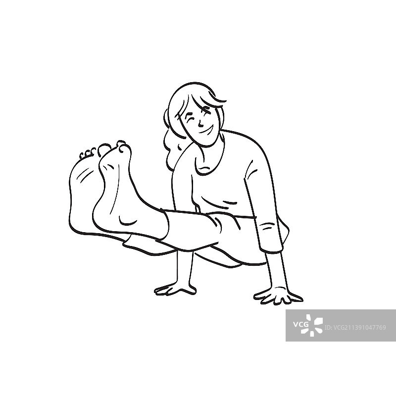 用手向上推做瑜伽的女人图片素材