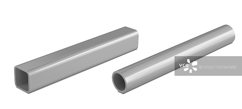 不同金属的钢管截面图片素材