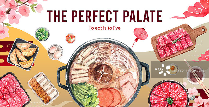 带有中国火锅的广告牌模板图片素材