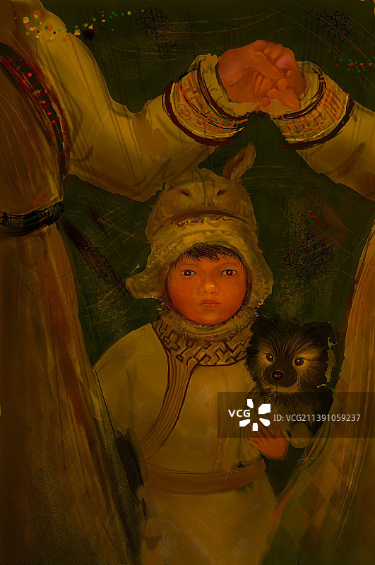 鄂伦春族--观篝火图片素材