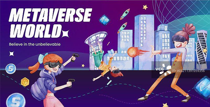 billboard template with metaverse technology图片素材