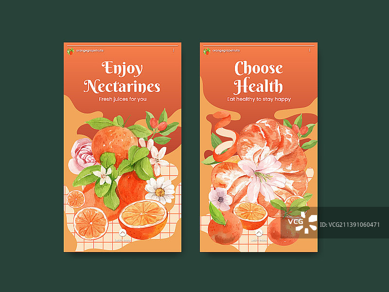 带橙色葡萄柚的Instagram模板图片素材