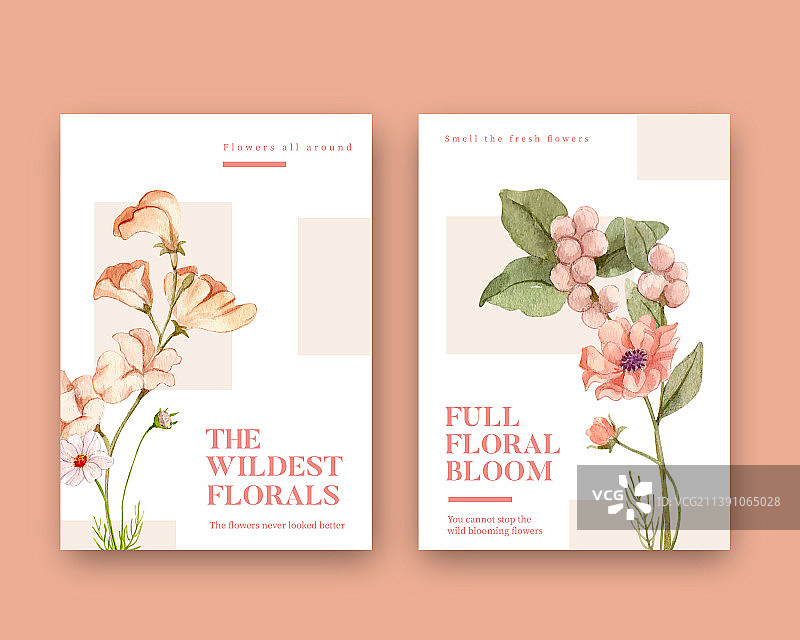 带有野花的Instagram模板图片素材